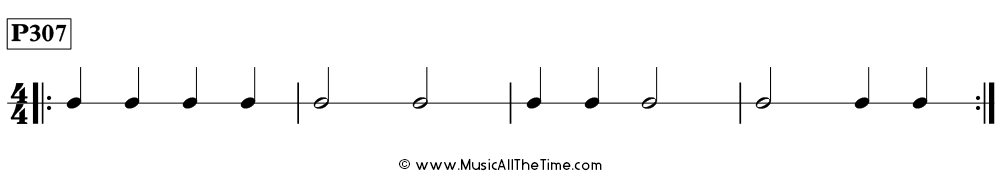 Rhythm pattern with half notes and quarter notes in 4/4, Time Lines P373