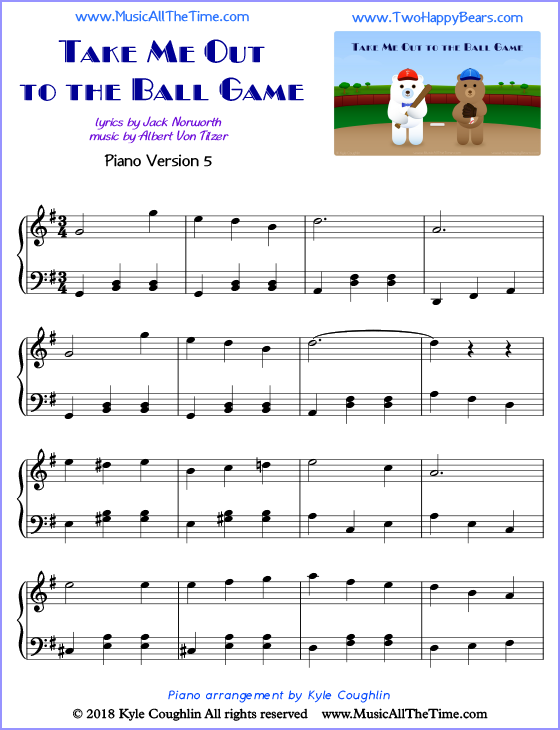 Take Me Out to the Ball Game advanced sheet music for piano. Free printable PDF.