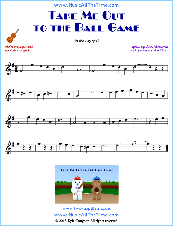 Take Me Out to the Ball Game violin sheet music, arranged to play along with other string instruments. Free printable PDF.