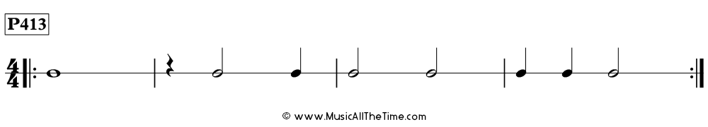 Rhythm pattern with dotted half notes in 4/4, Time Lines P413