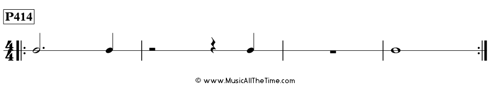 Rhythm pattern with dotted half notes in 4/4, Time Lines P414