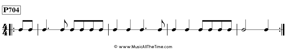 Rhythm pattern with one beat of pickup notes in 4/4, Time Lines P704