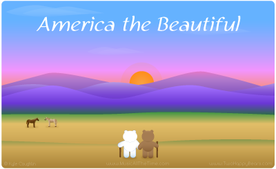 America the Beautiful with Two Happy Bears