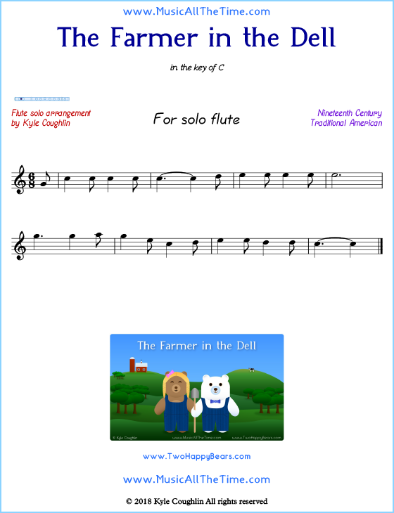 The Farmer in the Dell solo flute sheet music. Free printable PDF.
