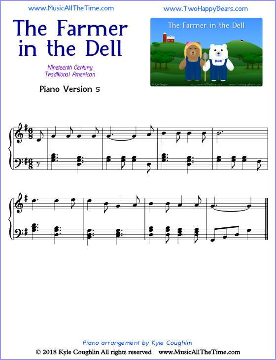 The Farmer in the Dell advanced sheet music for piano. Free printable PDF.