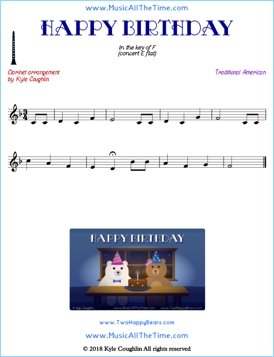 Happy Birthday Sheet Music Clarinet BIRTHDAY KLO