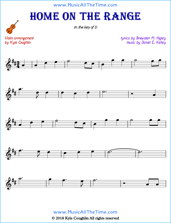 Home on the Range violin sheet music, arranged to play along with other string instruments. Free printable PDF.