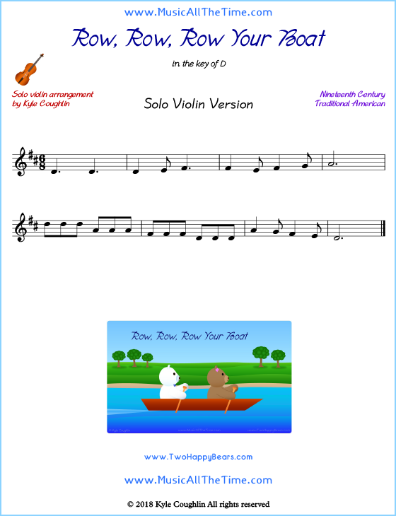 Row, Row, Row Your Boat solo violin sheet music. Free printable PDF.