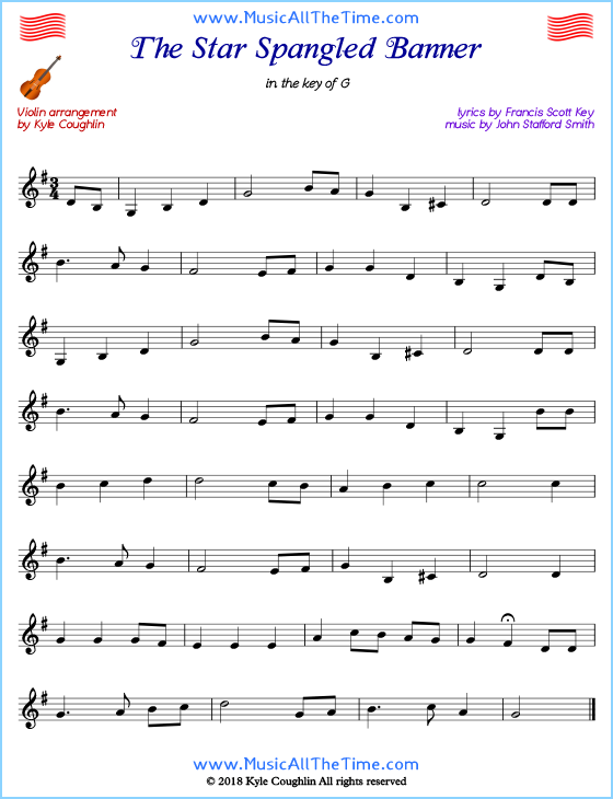 konsensus Wetland faglært The Star Spangled Banner Violin Sheet Music