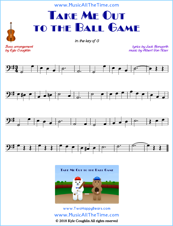 Take Me Out to the Ball Game bass sheet music, arranged to play along with other string instruments. Free printable PDF.