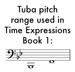 Pitch range for the Time Expressions book for tuba.
