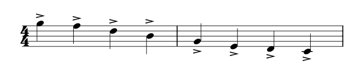 Examples of accented notes in music.