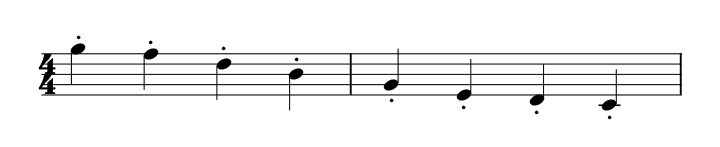 Examples of staccato notes in music.
