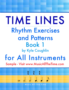 Purchase Time Lines Rhythm Exercises and Patterns for All Instruments Book 1 by Kyle Coughlin
