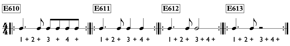 Rhythm exercises with dotted quarter notes - Time Lines Unit 6.