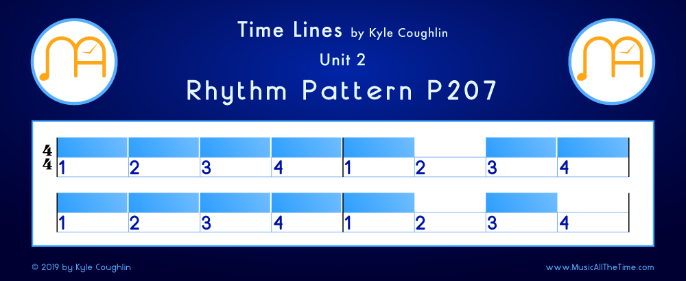 Time Lines Color Blocks for Pattern P207, showing the relative length and placement of each note and rest.
