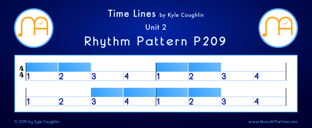 Time Lines Color Blocks for Pattern P209, showing the relative length and placement of each note and rest.