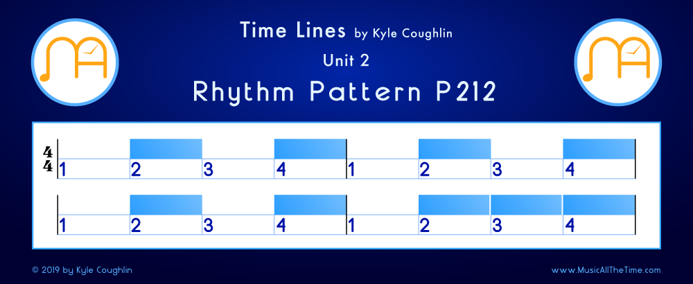 Time Lines Color Blocks for Pattern P212, showing the relative length and placement of each note and rest.