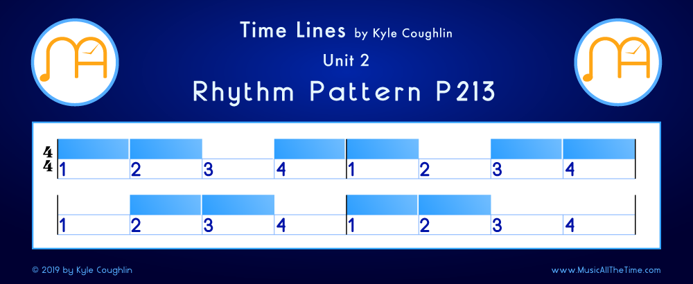 Time Lines Color Blocks for Pattern P213, showing the relative length and placement of each note and rest.