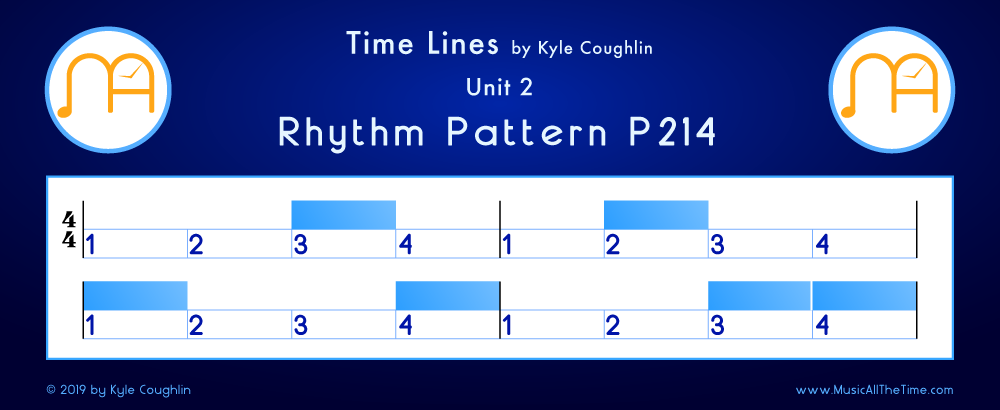 Time Lines Color Blocks for Pattern P214, showing the relative length and placement of each note and rest.