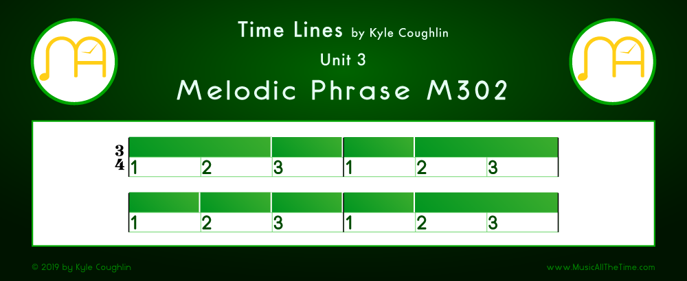 Time Lines Color Blocks for Melody M302, showing the relative length and placement of each note and rest.