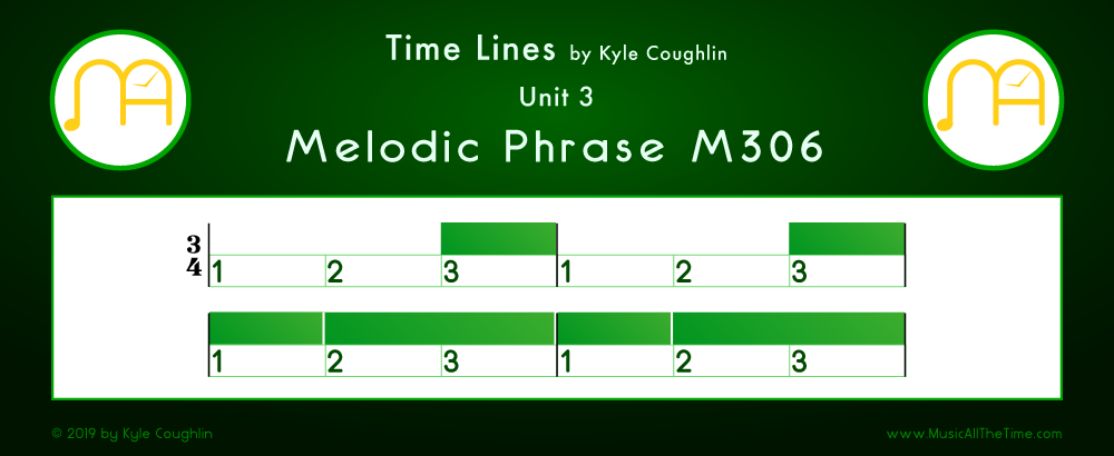 Time Lines Color Blocks for Melody M306, showing the relative length and placement of each note and rest.