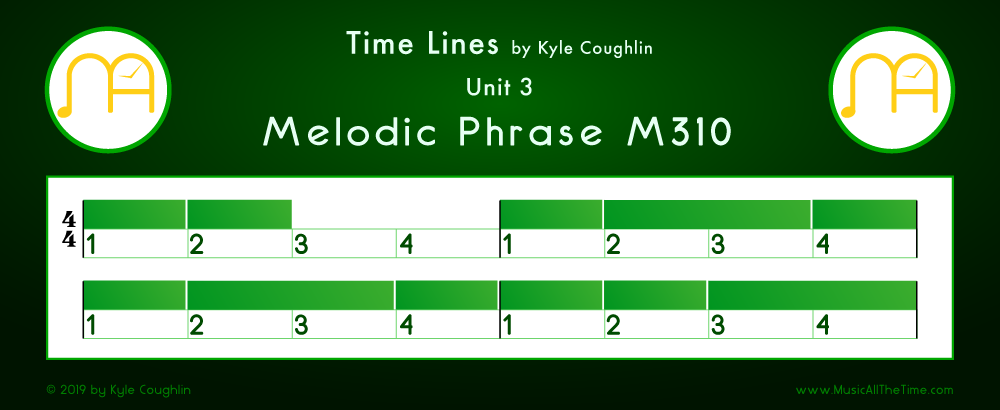 Time Lines Color Blocks for Melody M310, showing the relative length and placement of each note and rest.
