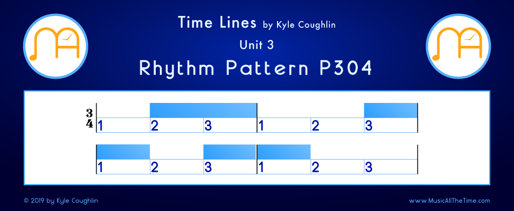 Time Lines Color Blocks for Pattern P304, showing the relative length and placement of each note and rest.