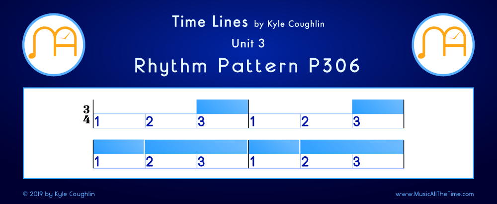 Time Lines Color Blocks for Pattern P306, showing the relative length and placement of each note and rest.