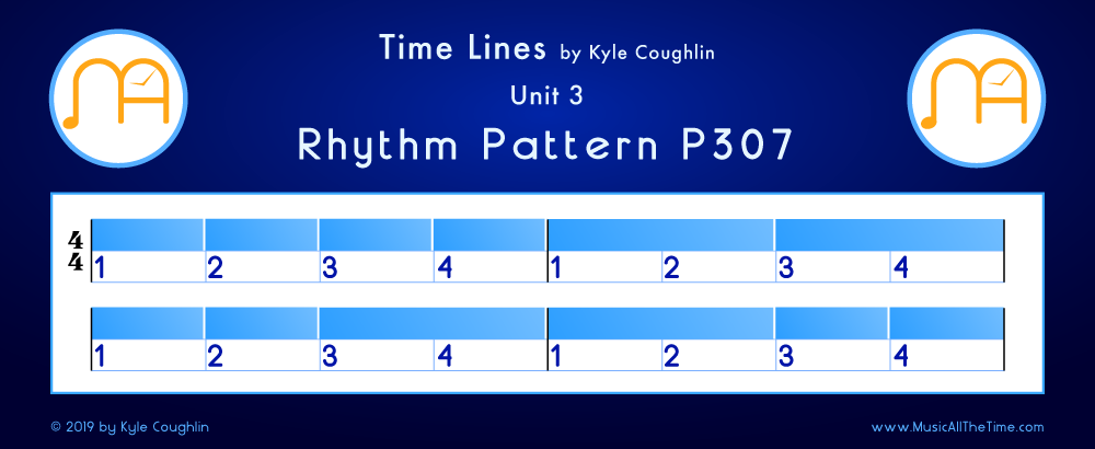 Time Lines Color Blocks for Pattern P307, showing the relative length and placement of each note and rest.