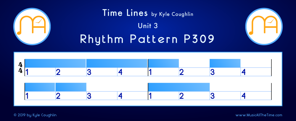 Time Lines Color Blocks for Pattern P309, showing the relative length and placement of each note and rest.
