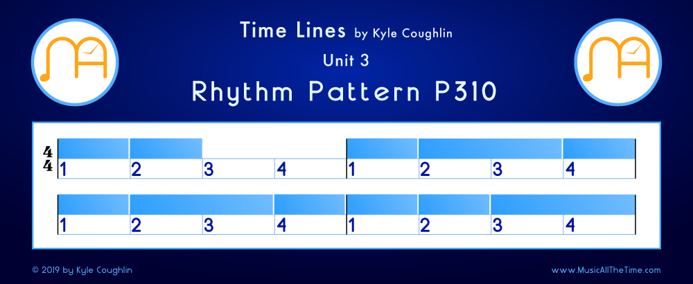 Time Lines Color Blocks for Pattern P310, showing the relative length and placement of each note and rest.