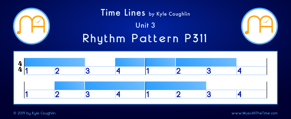 Time Lines Color Blocks for Pattern P311, showing the relative length and placement of each note and rest.