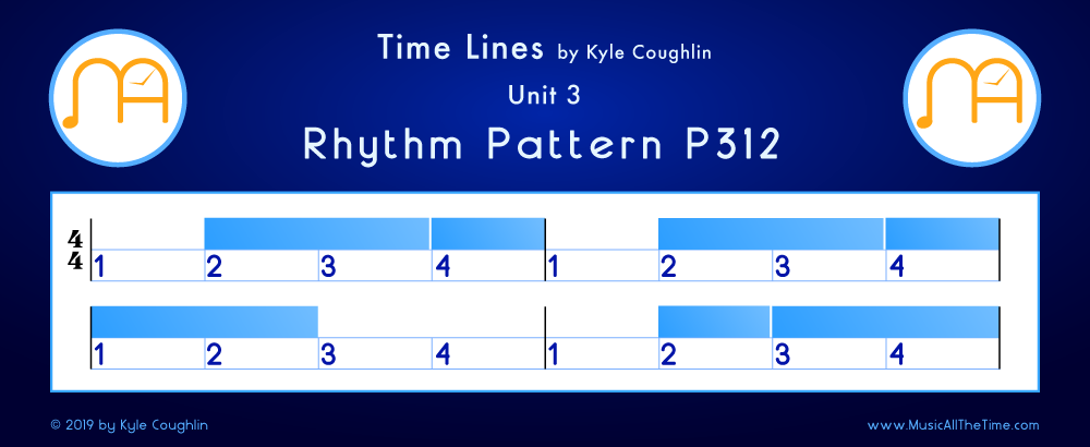 Time Lines Color Blocks for Pattern P312, showing the relative length and placement of each note and rest.