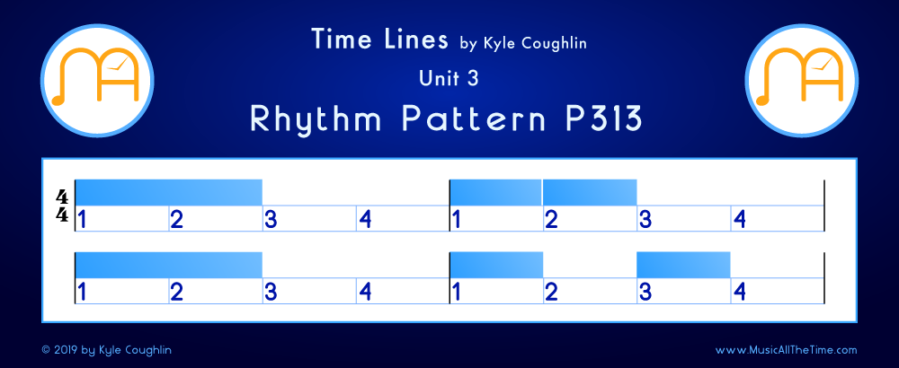 Time Lines Color Blocks for Pattern P313, showing the relative length and placement of each note and rest.