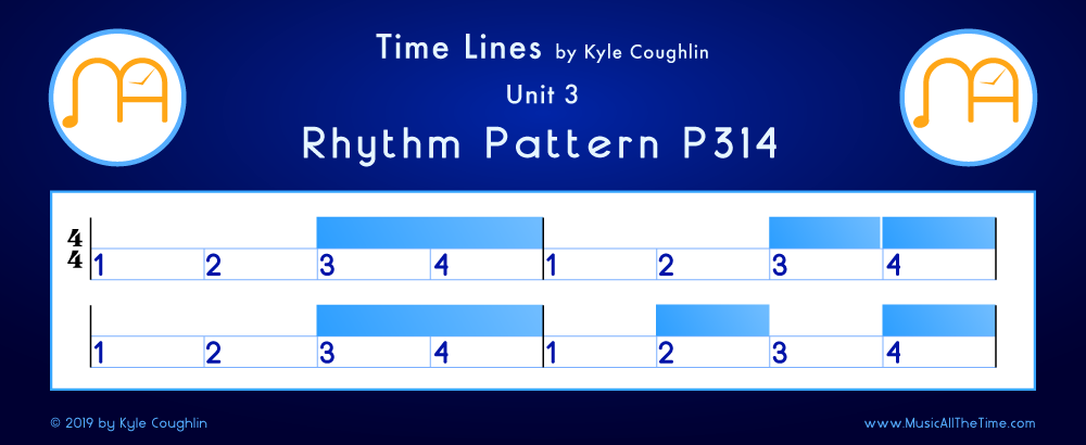 Time Lines Color Blocks for Pattern P314, showing the relative length and placement of each note and rest.