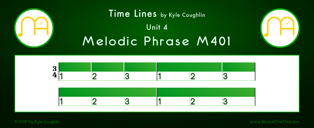 Time Lines Color Blocks for Melody M401, showing the relative length and placement of each note and rest.