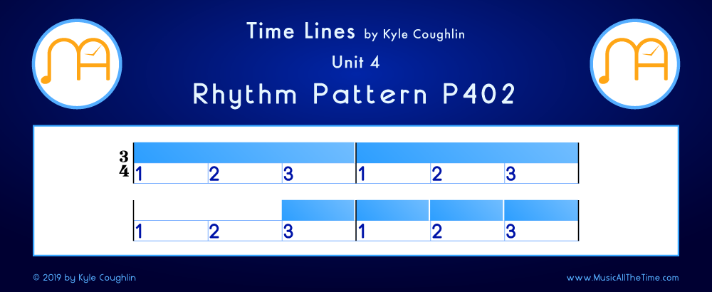 Time Lines Color Blocks for Pattern P402, showing the relative length and placement of each note and rest.