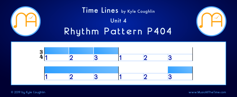 Time Lines Color Blocks for Pattern P404, showing the relative length and placement of each note and rest.