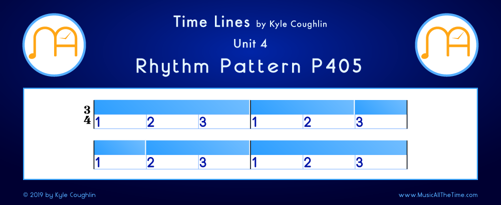 Time Lines Color Blocks for Pattern P405, showing the relative length and placement of each note and rest.