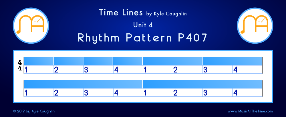 Time Lines Color Blocks for Pattern P407, showing the relative length and placement of each note and rest.