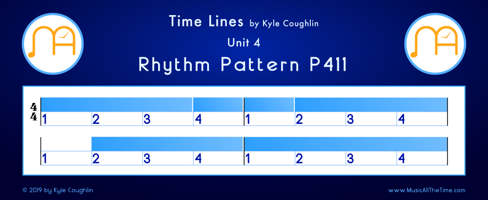 Time Lines Color Blocks for Pattern P411, showing the relative length and placement of each note and rest.