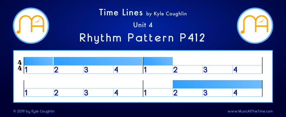 Time Lines Color Blocks for Pattern P412, showing the relative length and placement of each note and rest.