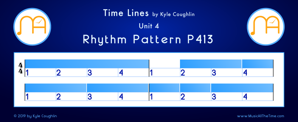 Time Lines Color Blocks for Pattern P413, showing the relative length and placement of each note and rest.
