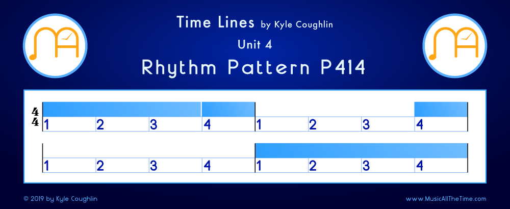 Time Lines Color Blocks for Pattern P414, showing the relative length and placement of each note and rest.