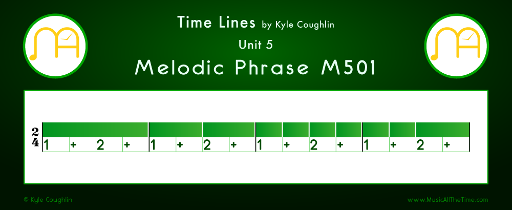 Time Lines Color Blocks for Melody M501, showing the relative length and placement of each note and rest.