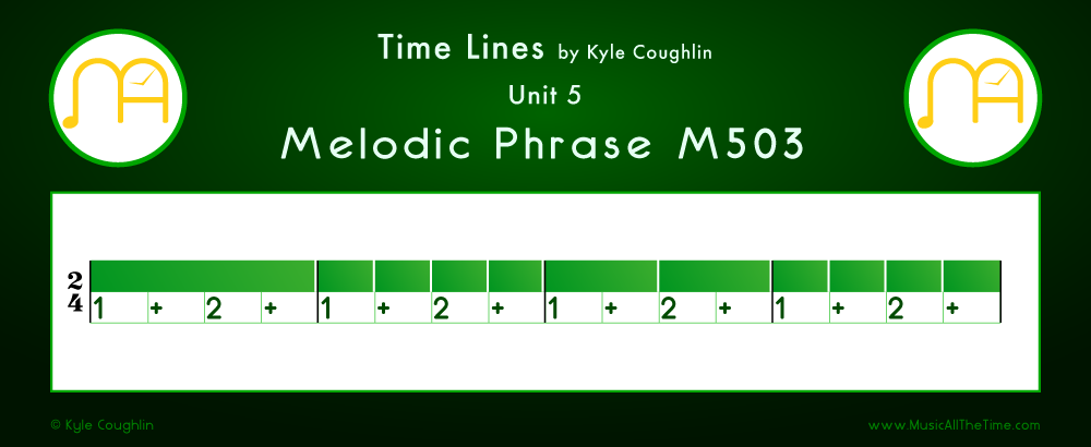 Time Lines Color Blocks for Melody M503, showing the relative length and placement of each note and rest.