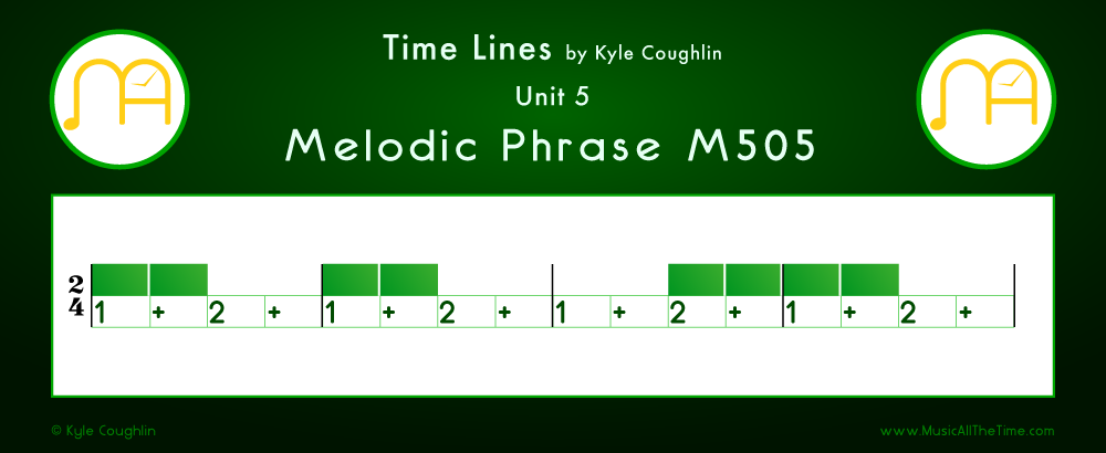 Time Lines Color Blocks for Melody M505, showing the relative length and placement of each note and rest.