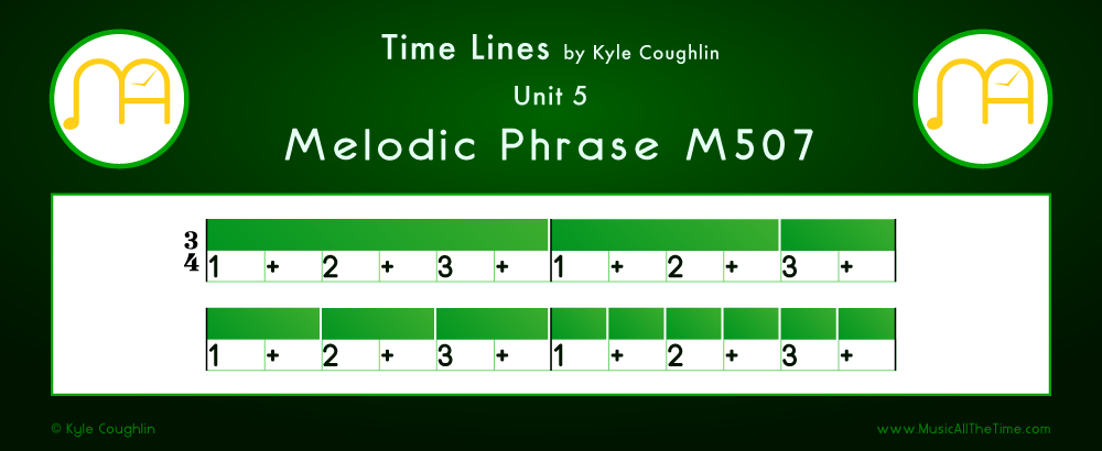 Time Lines Color Blocks for Melody M507, showing the relative length and placement of each note and rest.