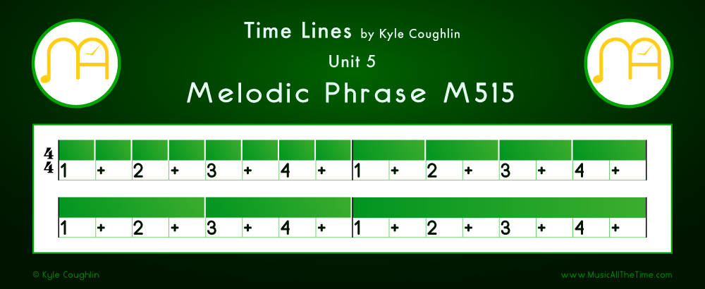 Time Lines Color Blocks for Melody M515, showing the relative length and placement of each note and rest.